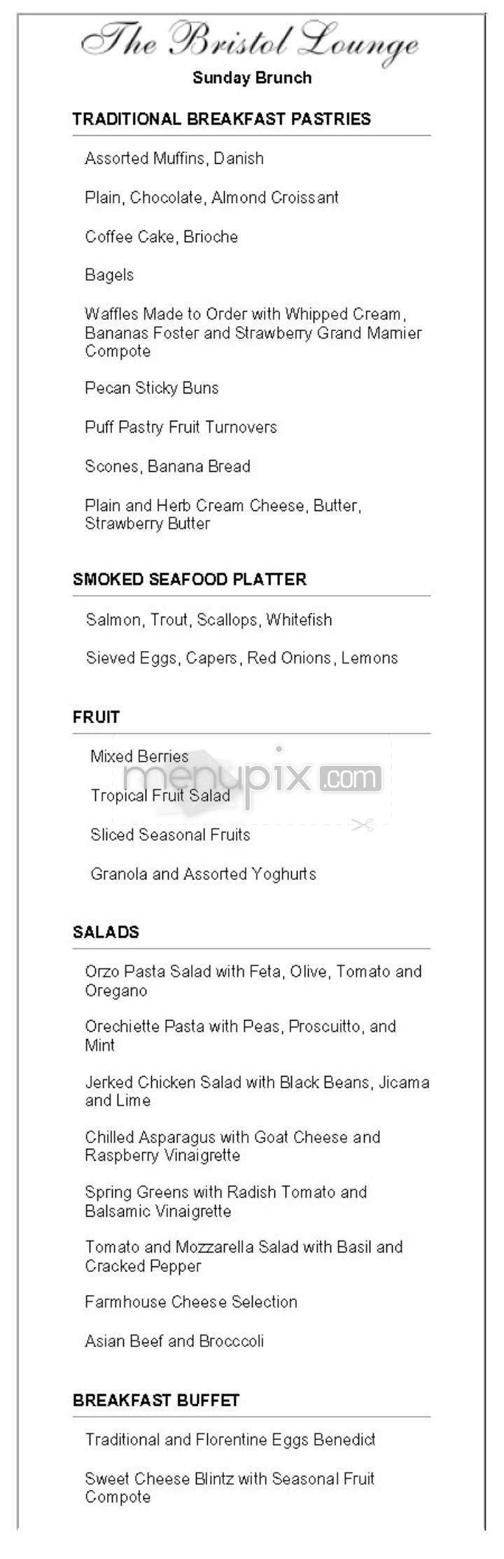 The Bristol (Four Seasons) - Boston, MA menu_pic
