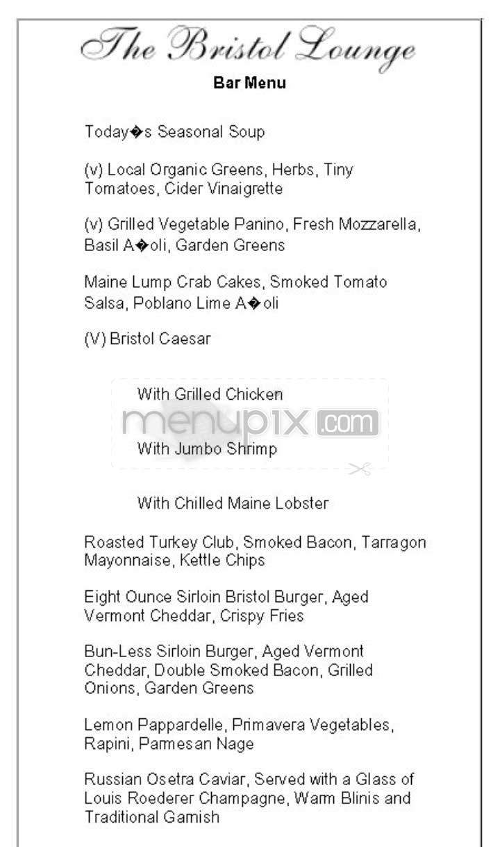 The Bristol (Four Seasons) - Boston, MA menu_pic