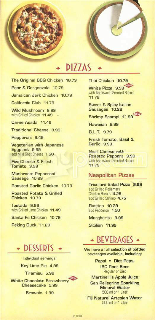 California Pizza Kitchen - Kapolei, HI menu_pic