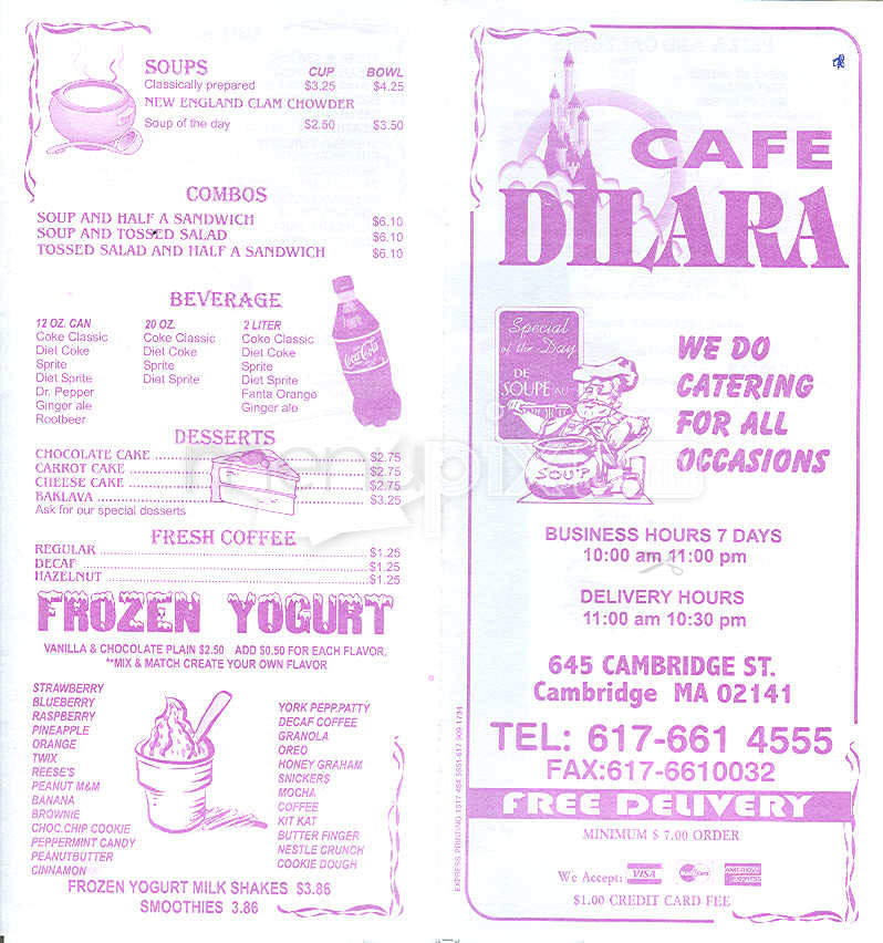 Cafe Dilara - Cambridge, MA menu_pic