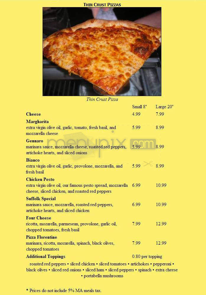 Cafe Quattro - Boston, MA menu_pic