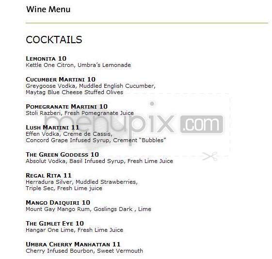 Caffe Umbra - Boston, MA menu_pic