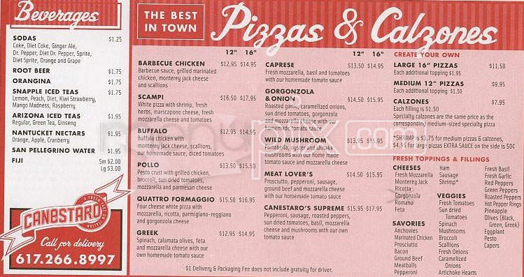 Canestaro - Boston, MA menu_pic