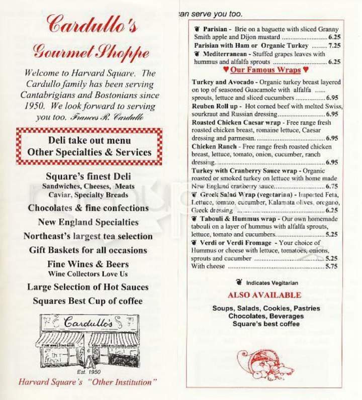 Cardullo's - Cambridge, MA menu_pic