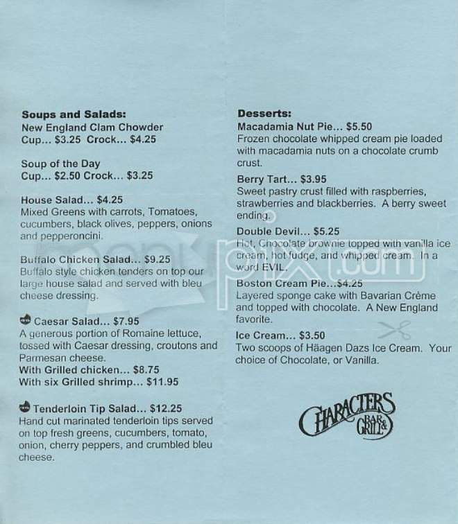Characters (Marriot) - Cambridge, MA menu_pic