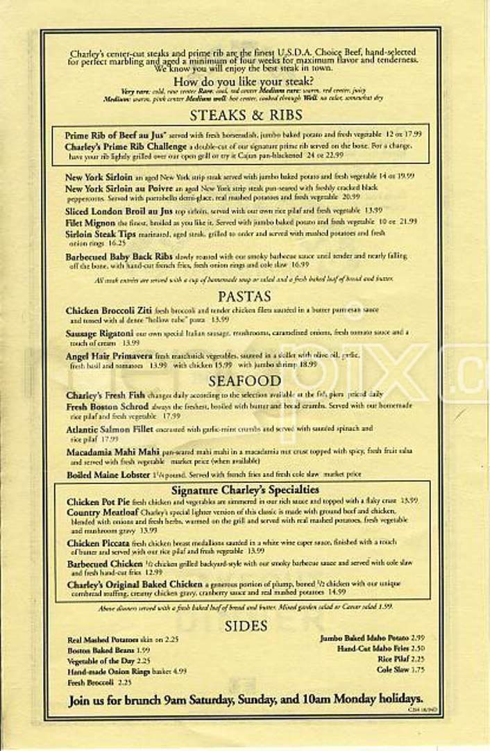 Charley's on Newbury - Boston, MA menu_pic