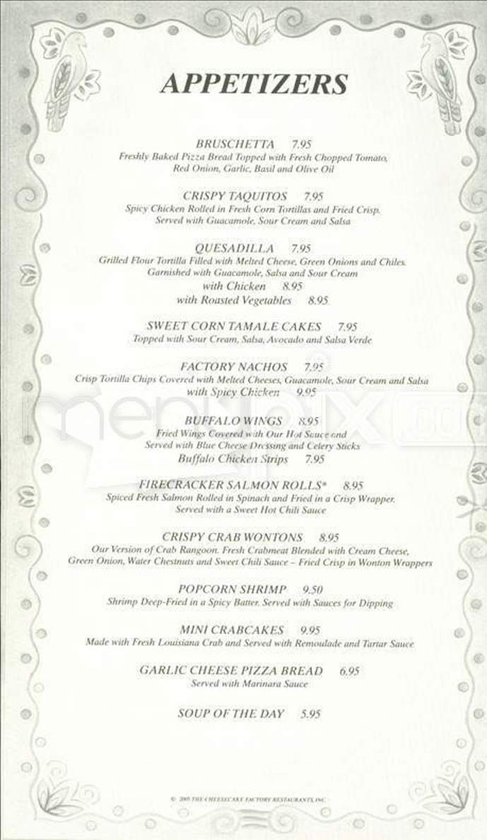 Cheesecake Factory - Centerville, OH menu_pic