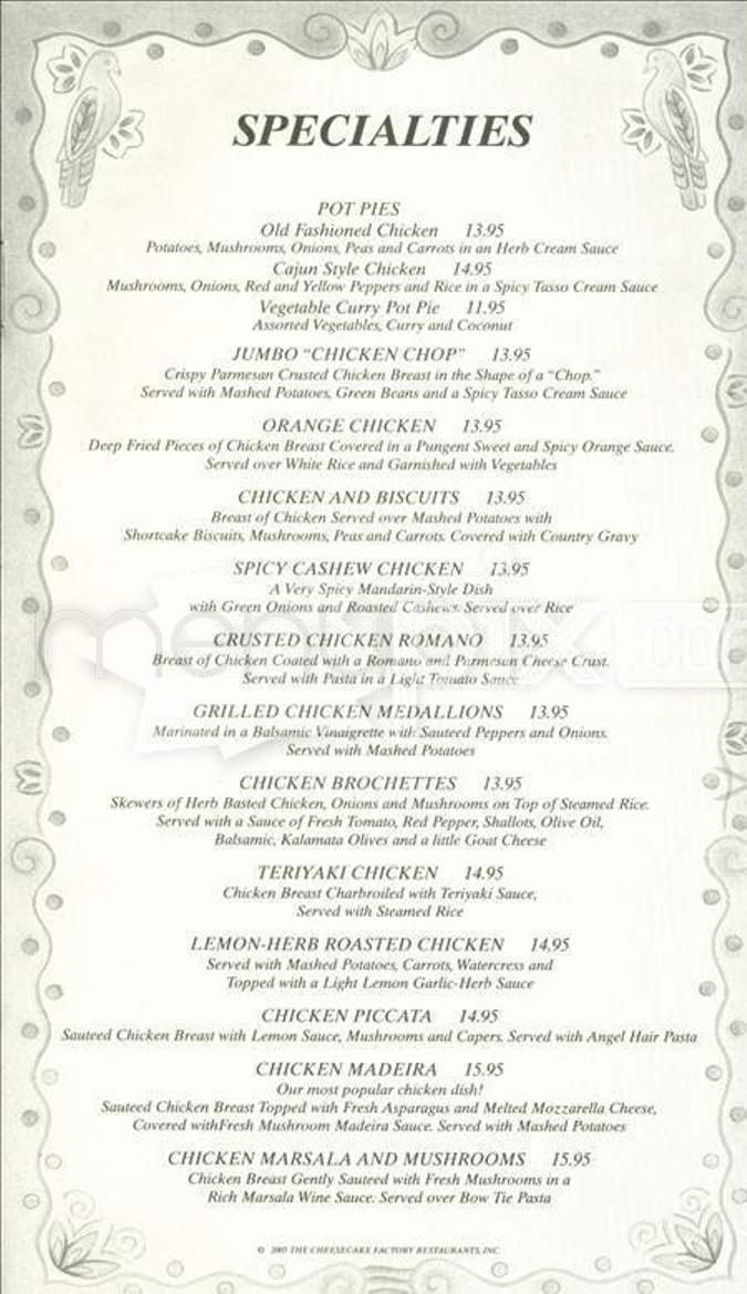Cheesecake Factory - Centerville, OH menu_pic