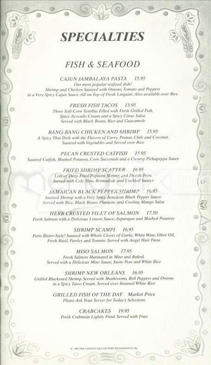 Cheesecake Factory - Centerville, OH menu_pic