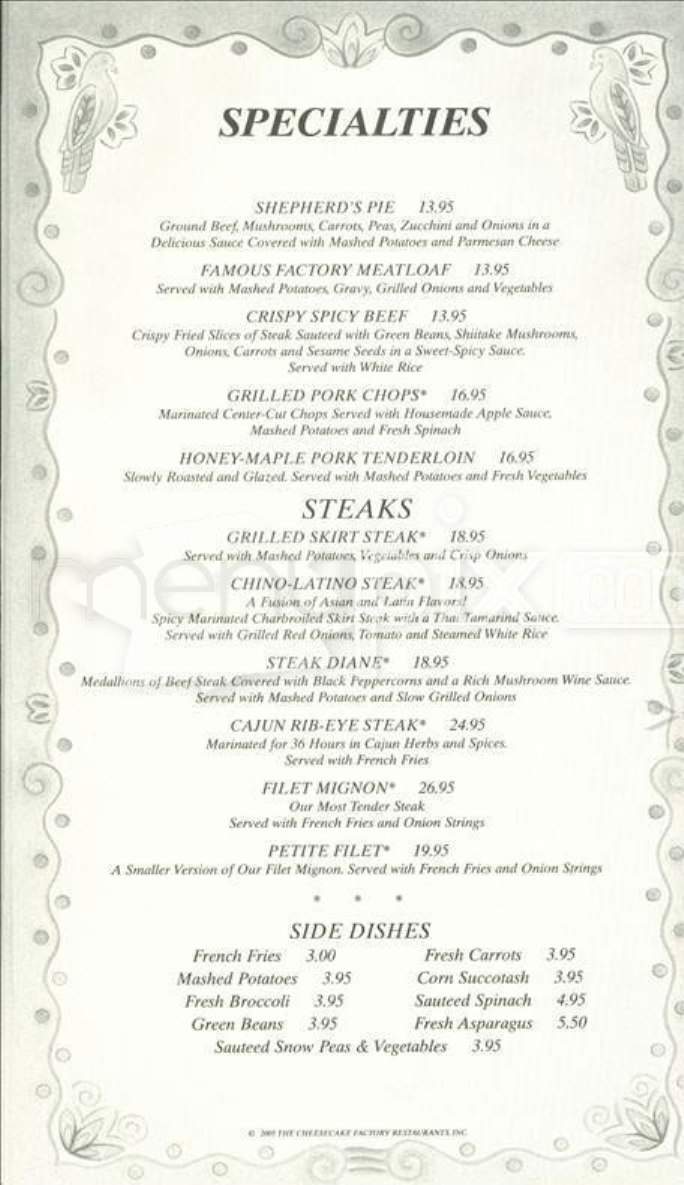 Cheesecake Factory - Centerville, OH menu_pic