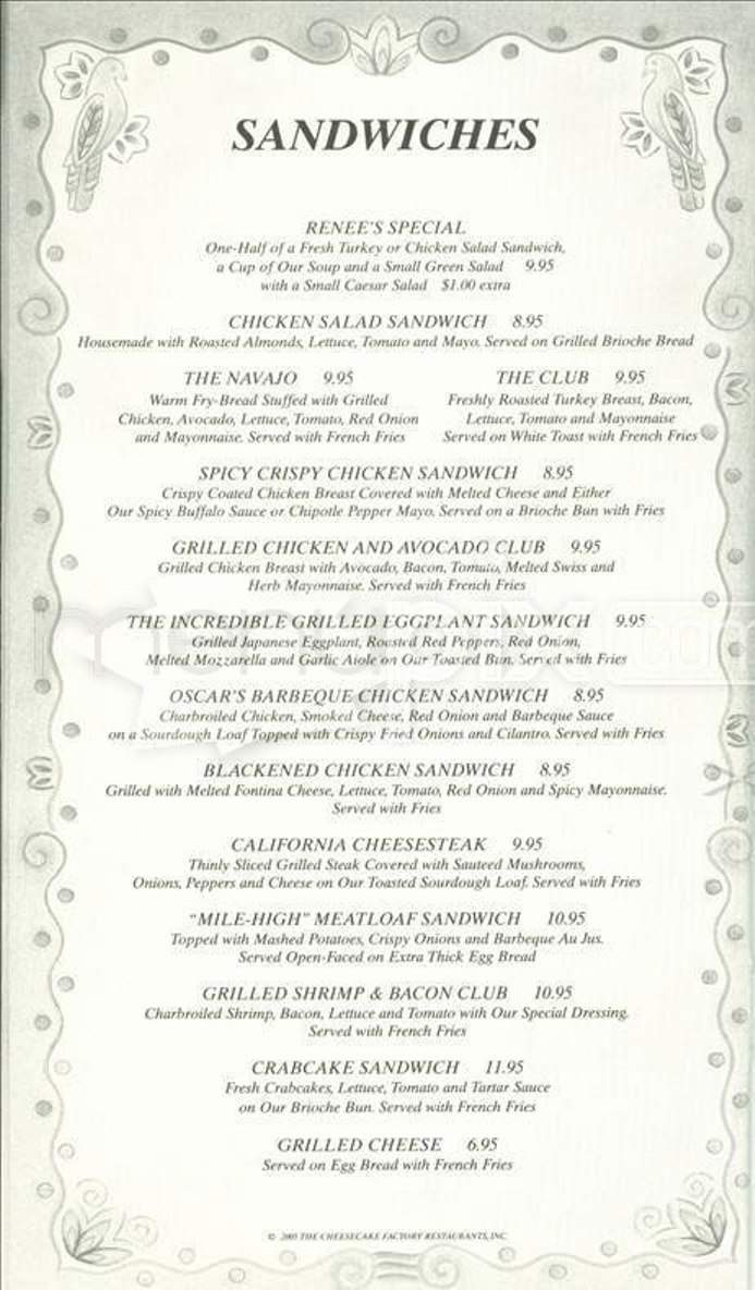 Cheesecake Factory - Centerville, OH menu_pic