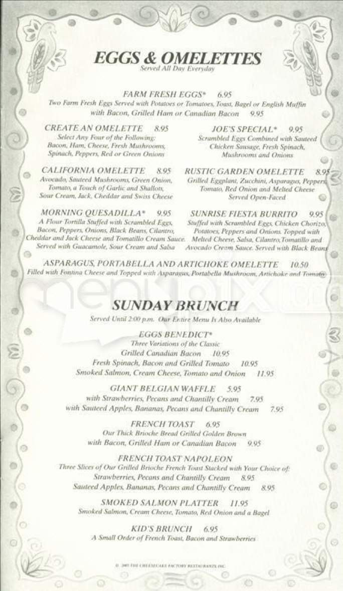 Cheesecake Factory - Centerville, OH menu_pic
