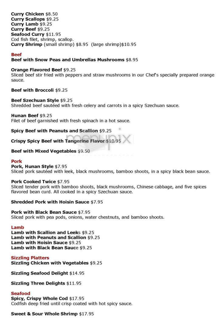 Chef Chang's House - Brookline, MA menu_pic