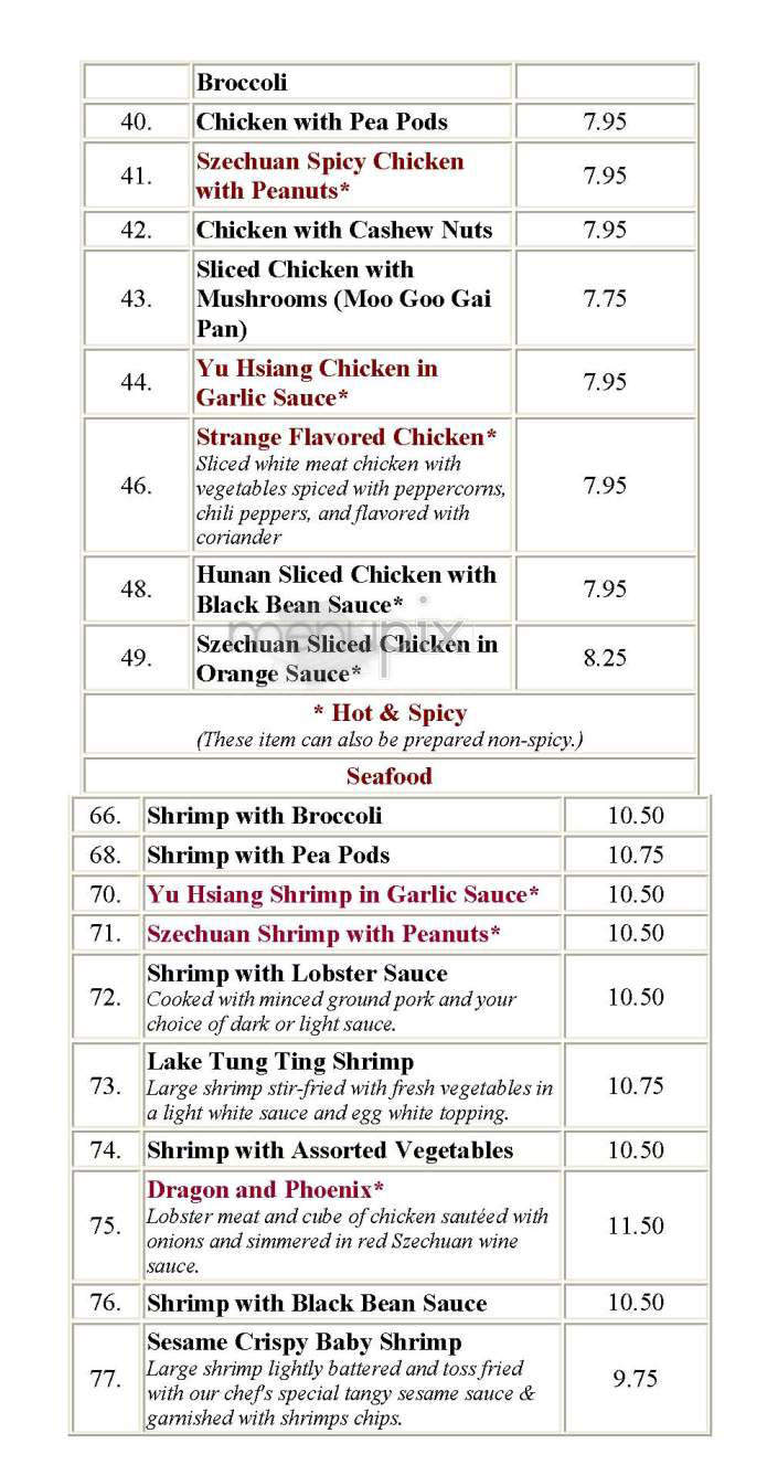 Chef Chow's House - Brookline, MA menu_pic