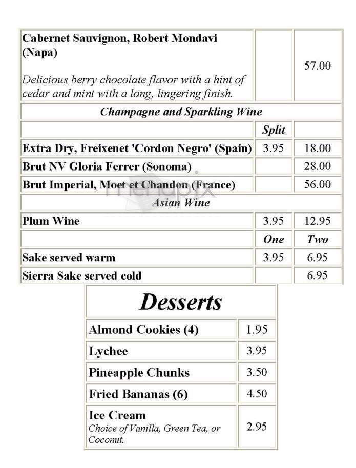 Chef Chow's House - Brookline, MA menu_pic