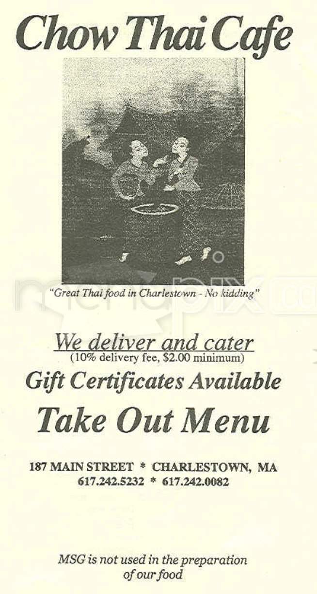 Chow Thai Cafe - Charlestown, MA menu_pic