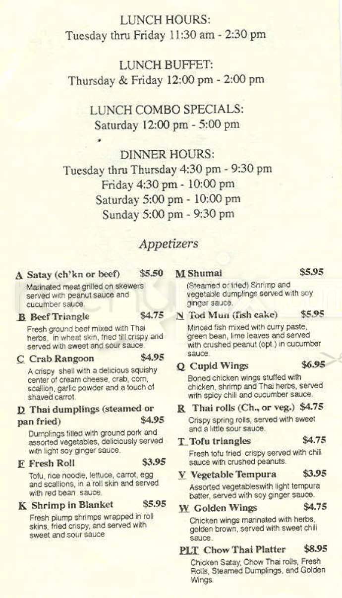 Chow Thai Cafe - Charlestown, MA menu_pic