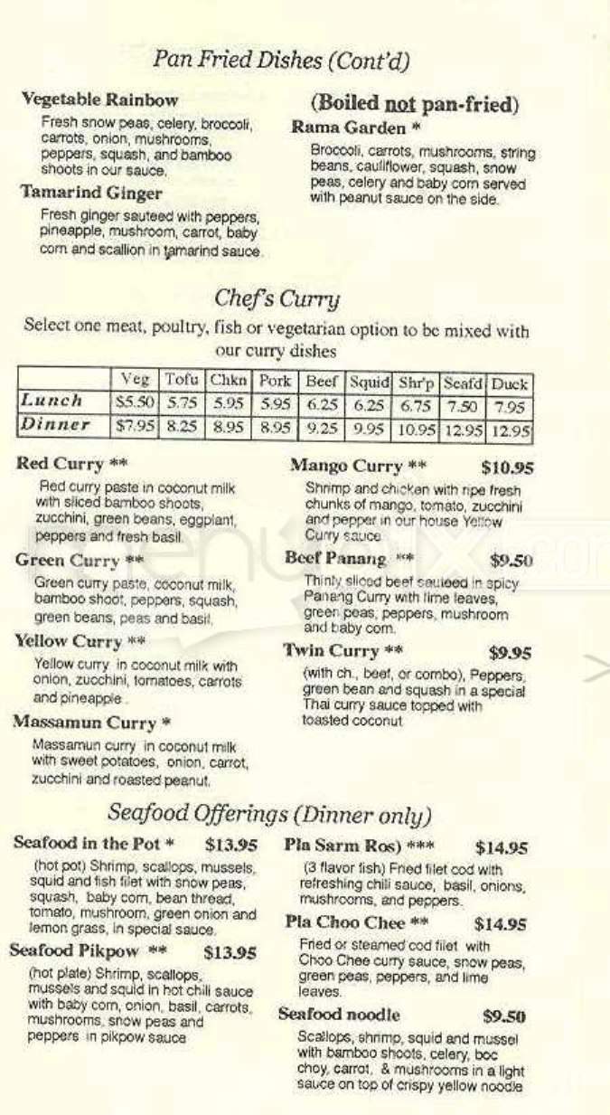 Chow Thai Cafe - Charlestown, MA menu_pic