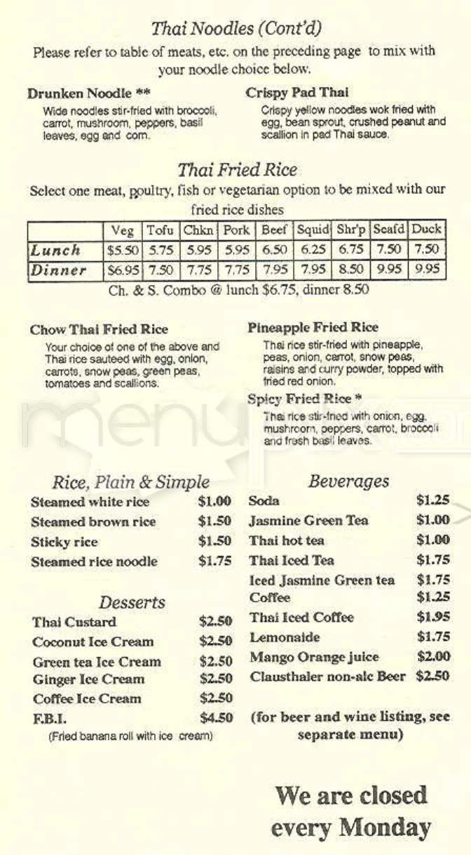 Chow Thai Cafe - Charlestown, MA menu_pic