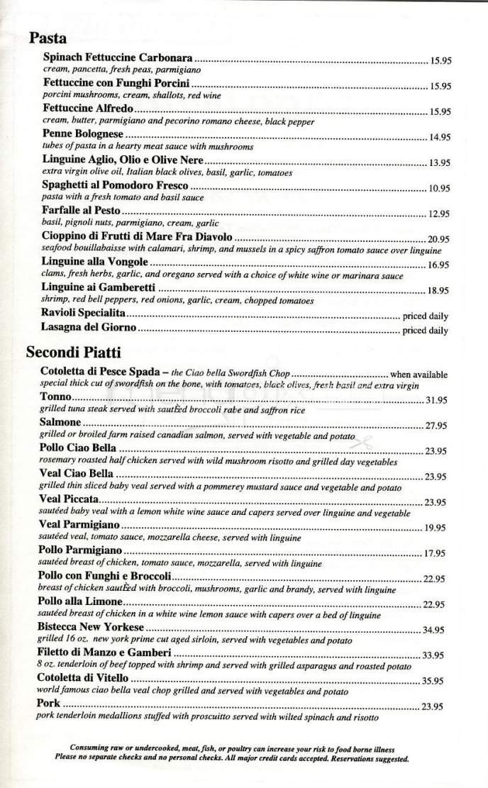 Ciao Bella - Miami, FL menu_pic