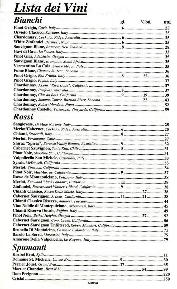 Ciao Bella - Miami, FL menu_pic