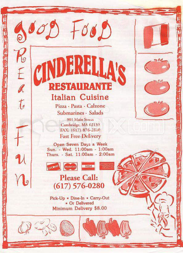 Cinderella's - Cambridge, MA menu_pic