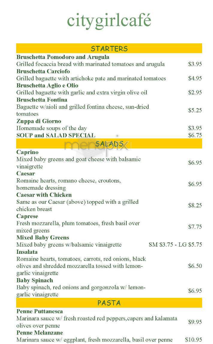 City Girl Cafe - Cambridge, MA menu_pic