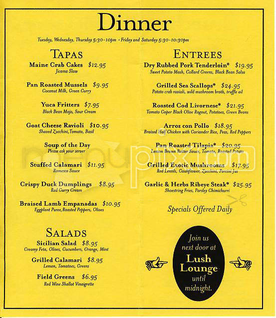 Columbus Cafe - Boston, MA menu_pic