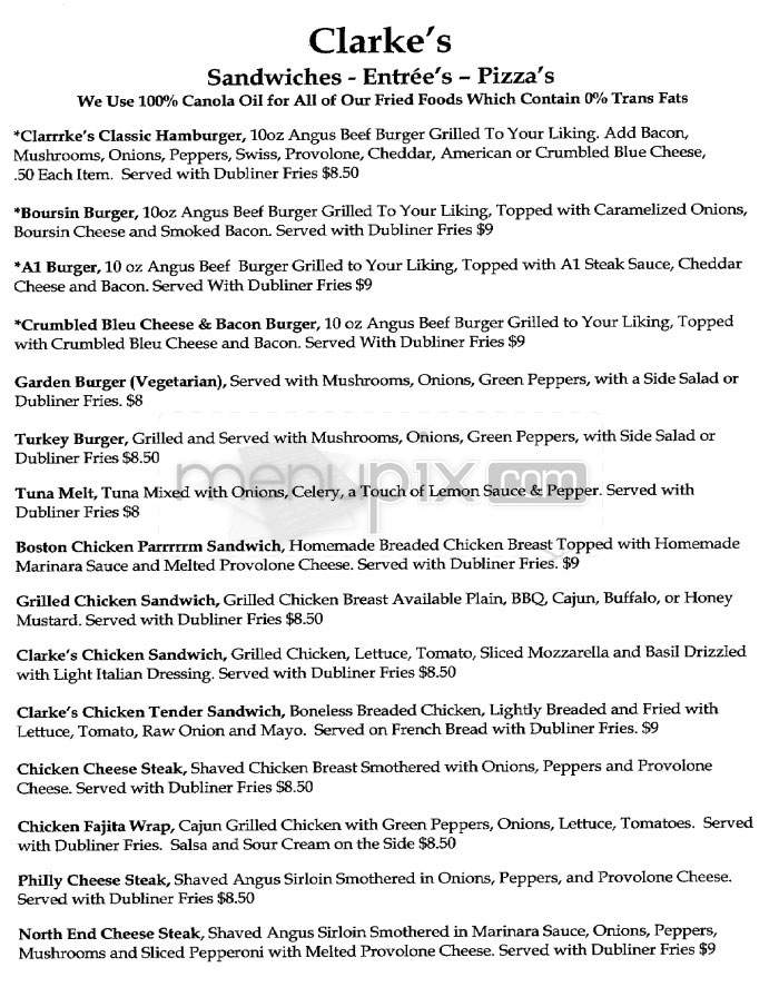 Clarke's at Faneuil Hall - Boston, MA menu_pic