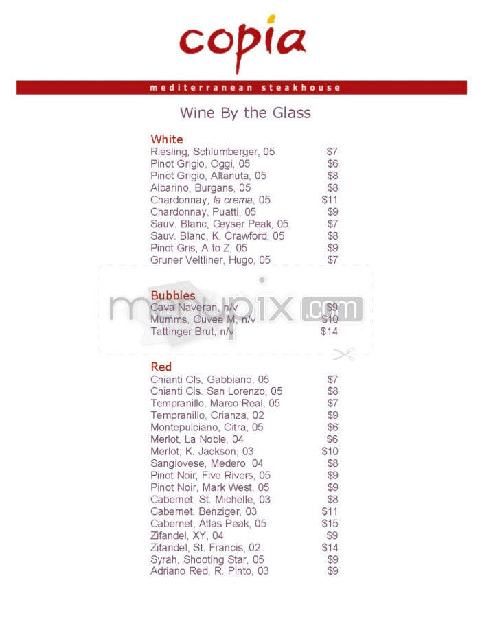Copia - Charlestown, MA menu_pic
