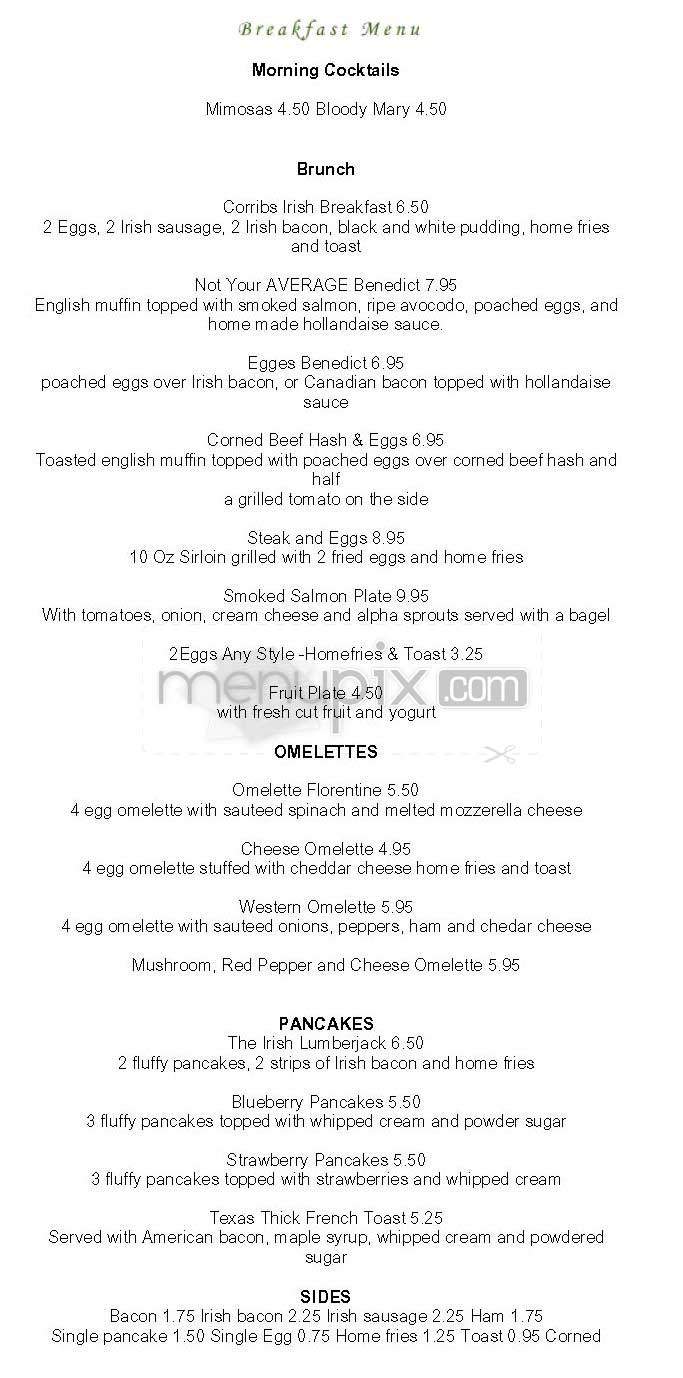 Corrib Pub - Brighton, MA menu_pic