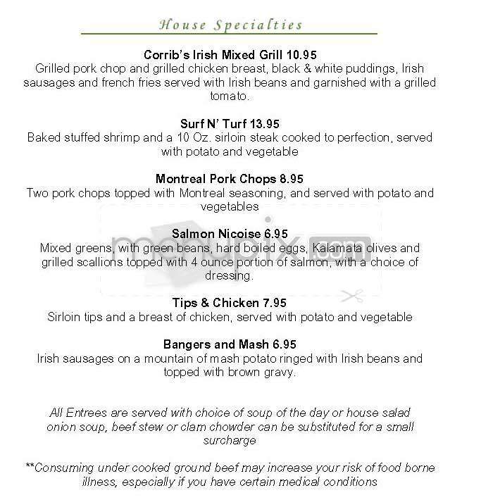 Corrib Pub - Brighton, MA menu_pic
