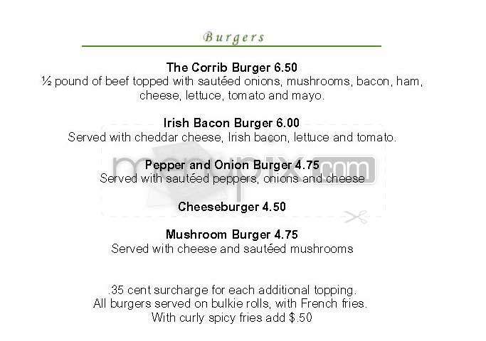 Corrib Pub - Brighton, MA menu_pic