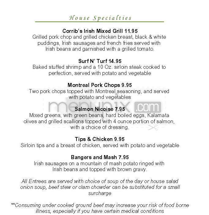 Corrib Pub - Brighton, MA menu_pic