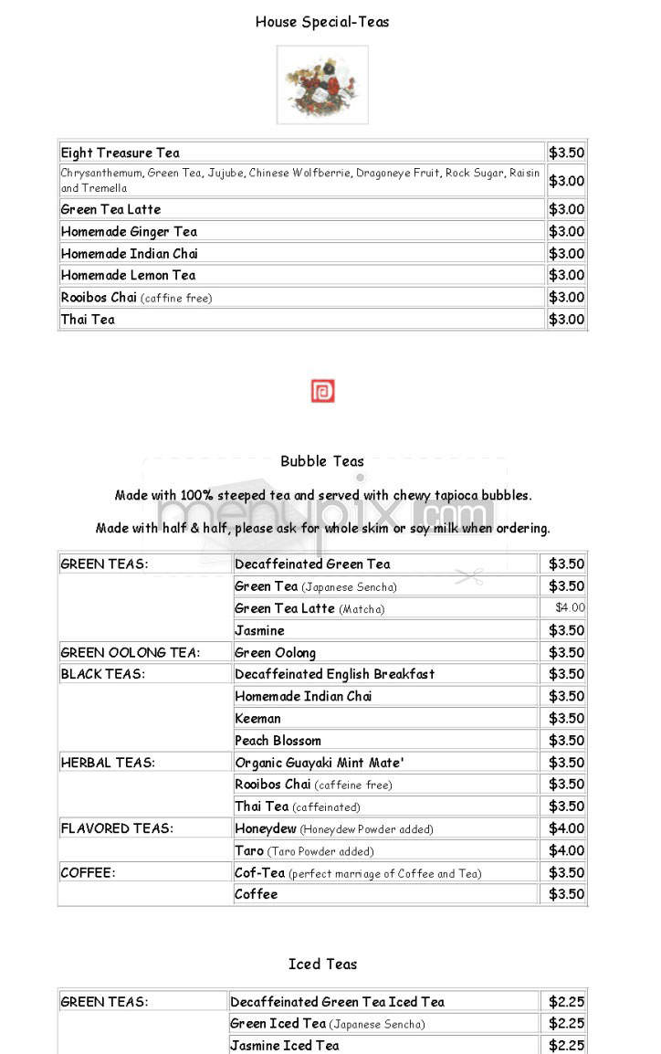 Dado Tea - Cambridge, MA menu_pic