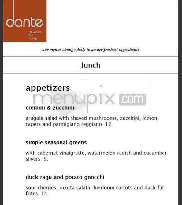 Dante - Cambridge, MA menu_pic