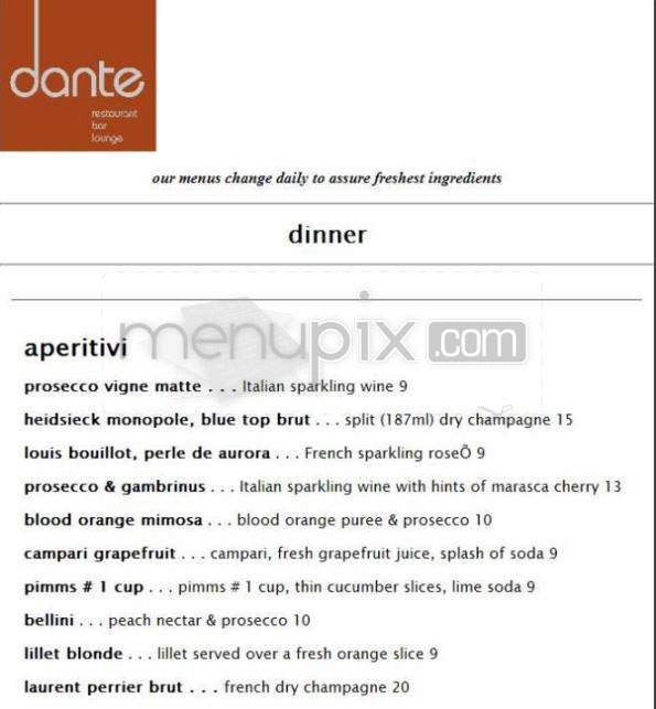 Dante - Cambridge, MA menu_pic