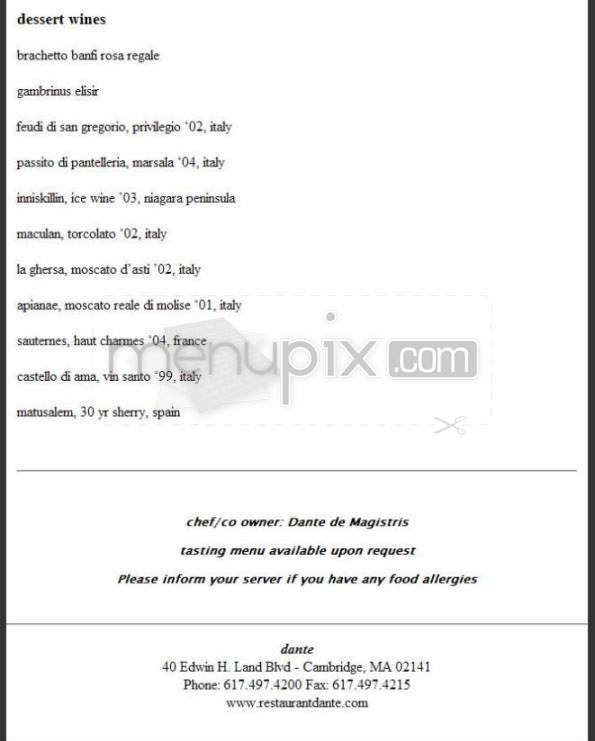 Dante - Cambridge, MA menu_pic