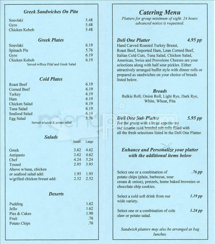Deli One - Boston, MA menu_pic