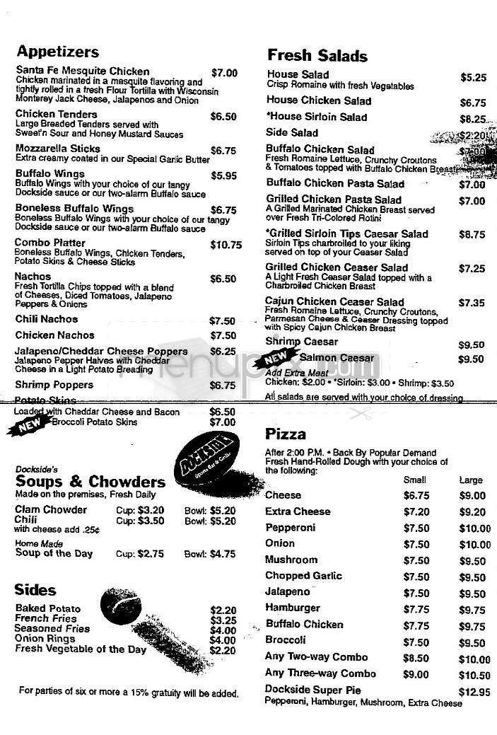 Dockside Sports Bar & Grille - Boston, MA menu_pic