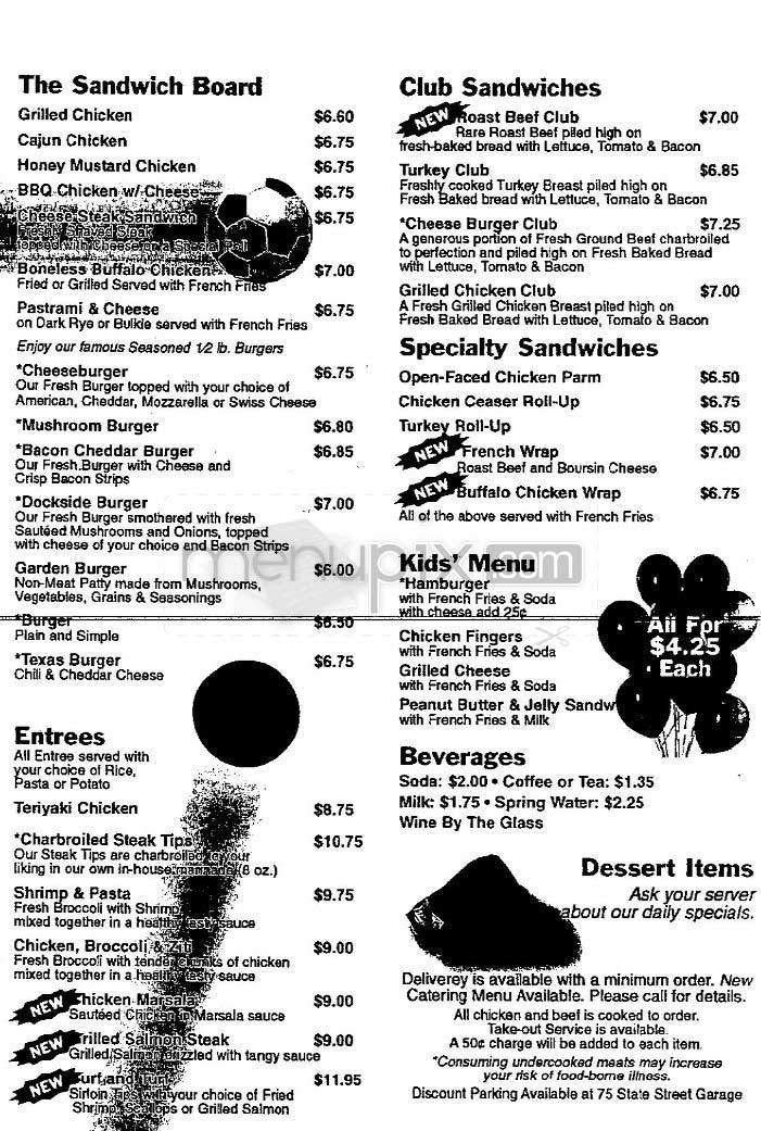 Dockside Sports Bar & Grille - Boston, MA menu_pic
