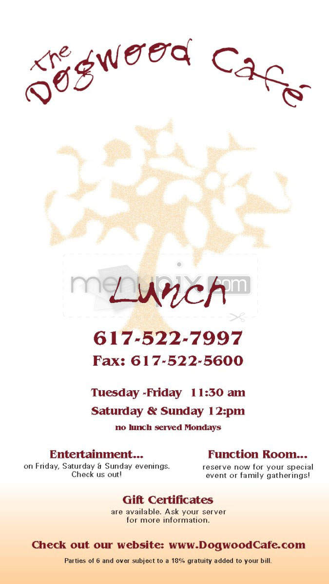 The Dogwood Cafe - Jamaica Plain, MA menu_pic