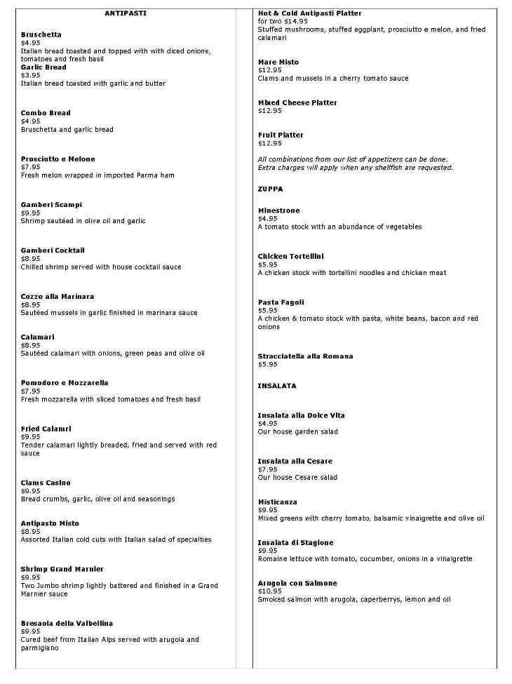Dolce Vita - Indianapolis, IN menu_pic