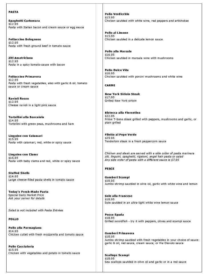 Dolce Vita - Indianapolis, IN menu_pic