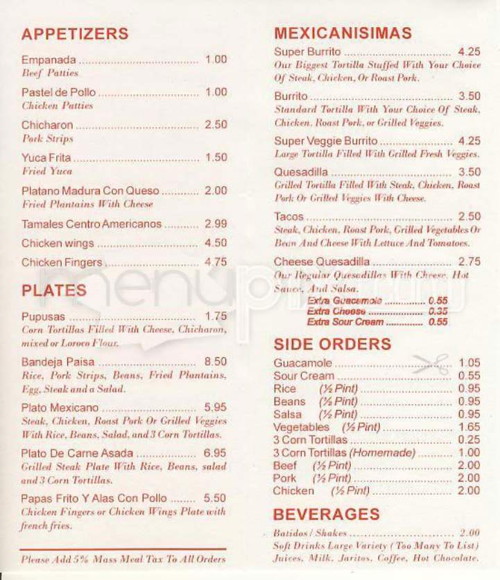 El Burrito Taqueria - Allston, MA menu_pic