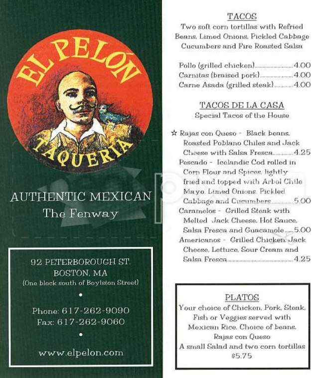 El Pelon Taquieria - Boston, MA menu_pic