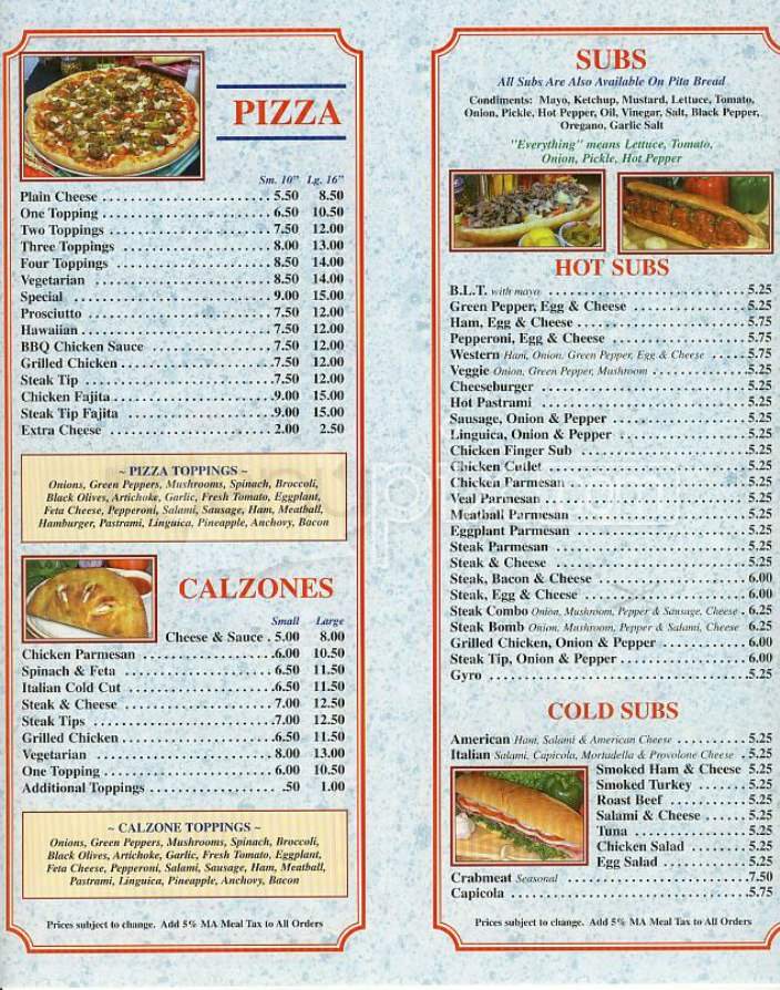 Emilios Pizza - Boston, MA menu_pic