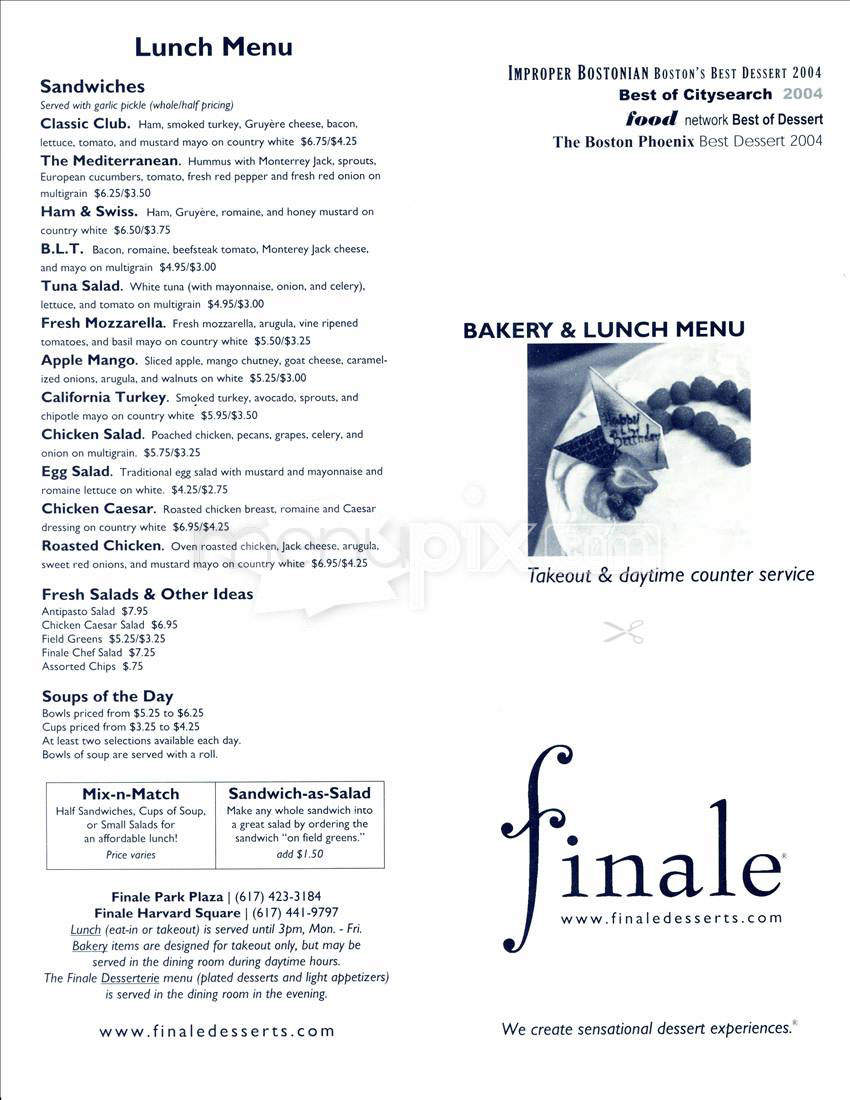 Finale Harvard Square - Cambridge, MA menu_pic