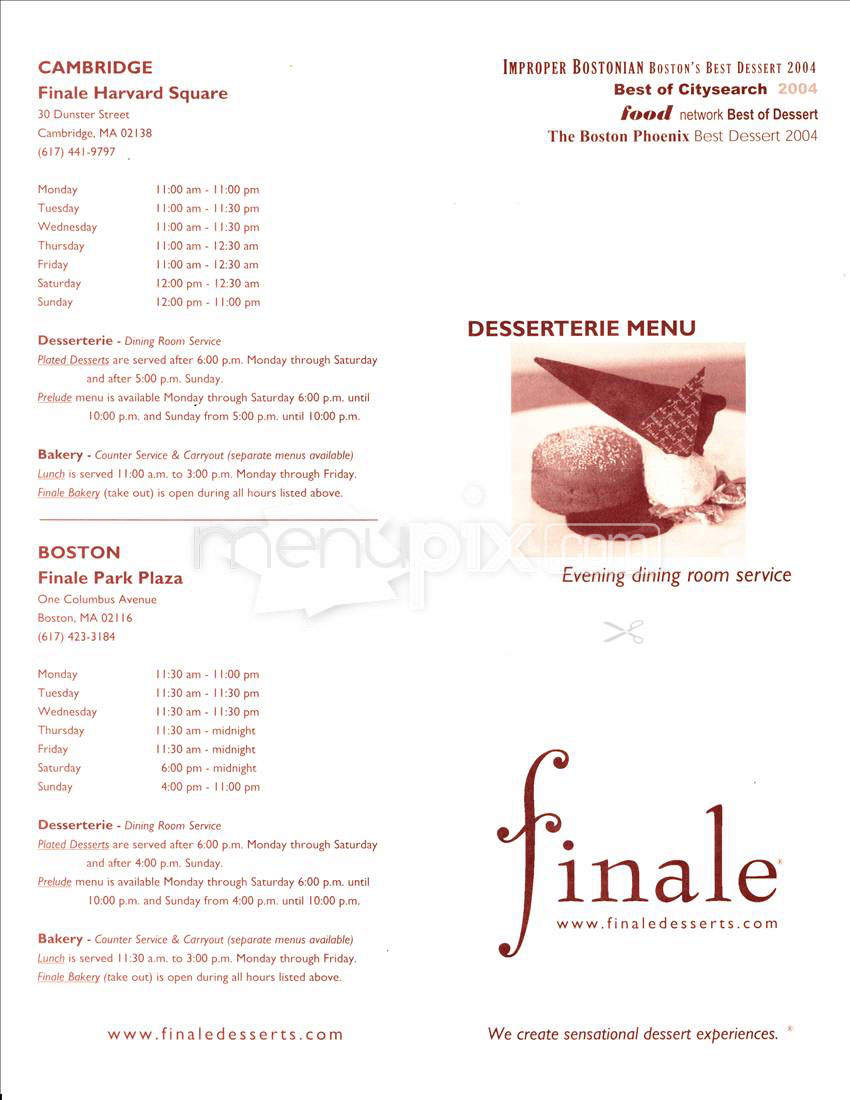 Finale Harvard Square - Cambridge, MA menu_pic
