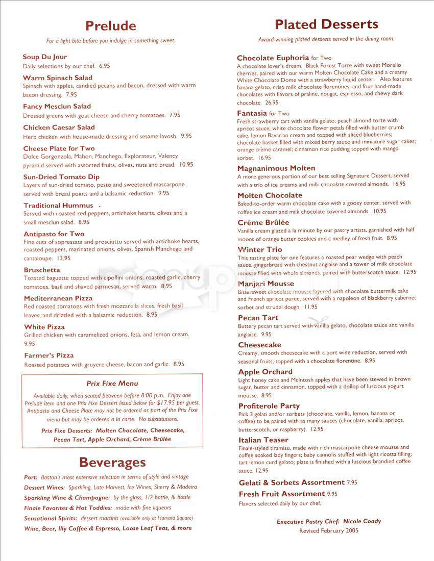 Finale Harvard Square - Cambridge, MA menu_pic